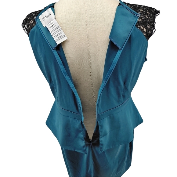 J. Taylor Women's Size 12 Jade Green Peplum Dress - Picture 9 of 9
